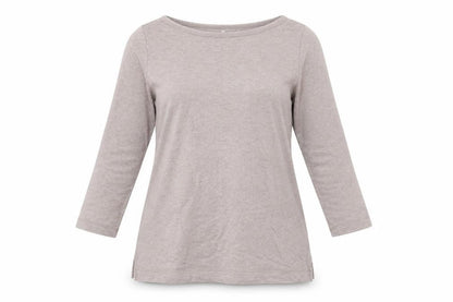 Lands' End Women's Beige Boat Neck 3/4 Sleeve T-Shirt