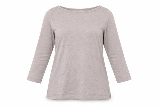 Lands' End Women's Beige Boat Neck 3/4 Sleeve T-Shirt