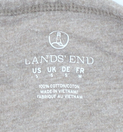 Lands' End Women's Beige Boat Neck 3/4 Sleeve T-Shirt