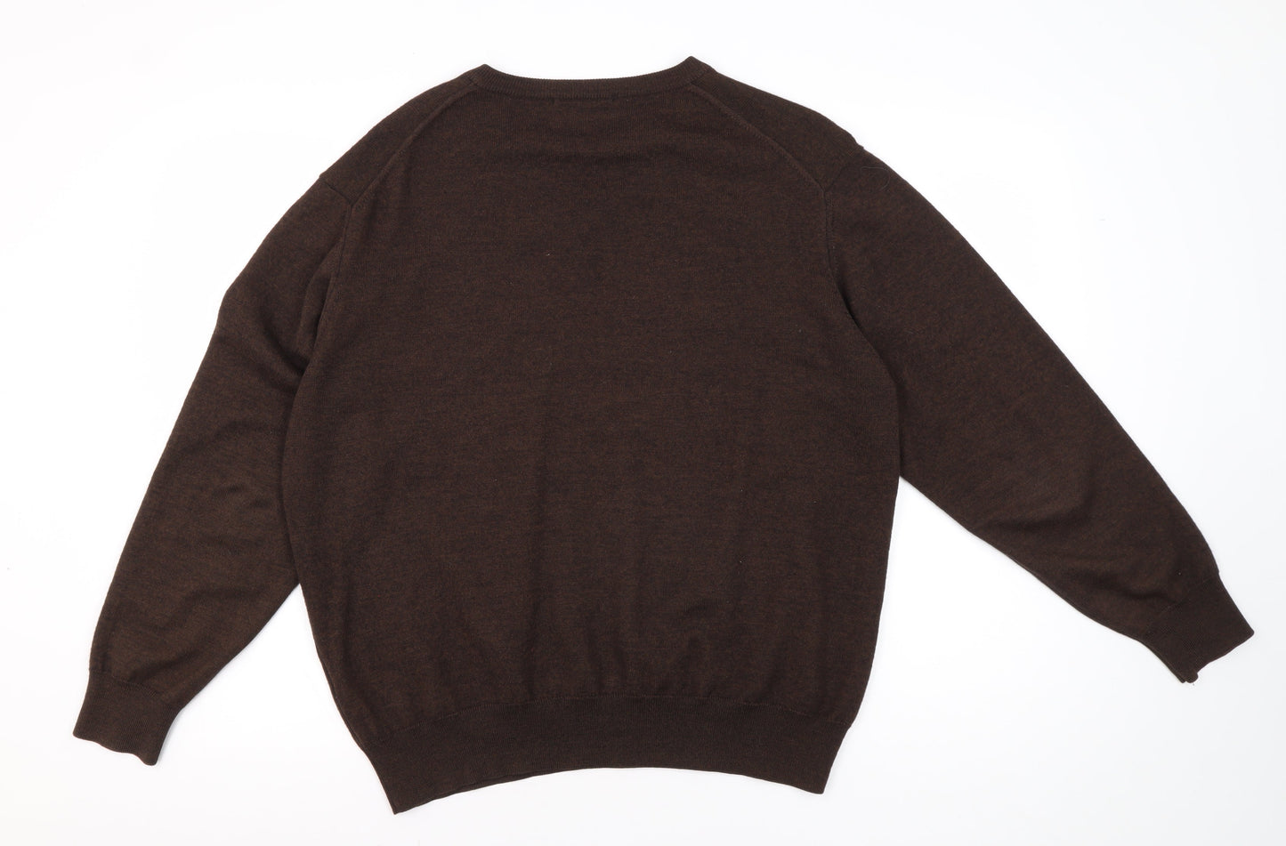 Racing Green Men's Brown V-Neck Pullover Jumper L