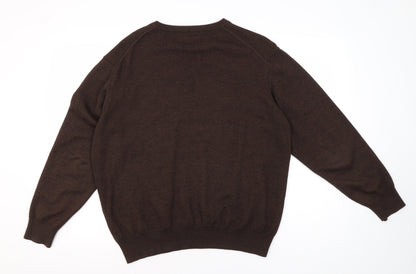 Racing Green Men's Brown V-Neck Pullover Jumper L