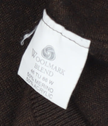 Racing Green Men's Brown V-Neck Pullover Jumper L