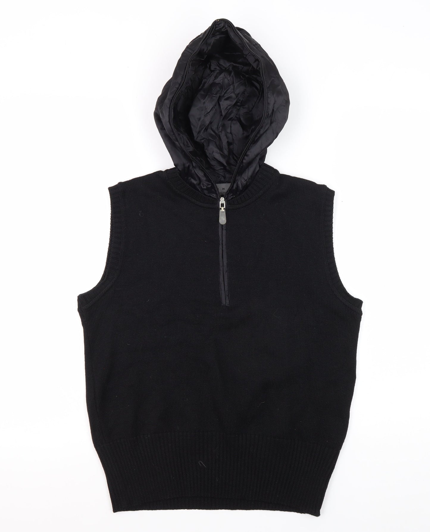 Zucchero Women's Black Hooded Knit Vest, Size 12