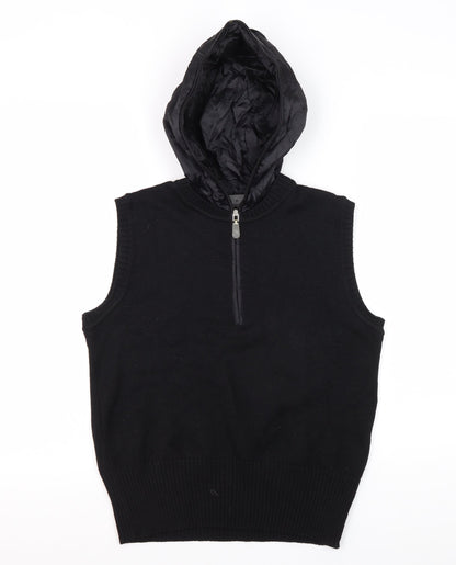 Zucchero Women's Black Hooded Knit Vest, Size 12
