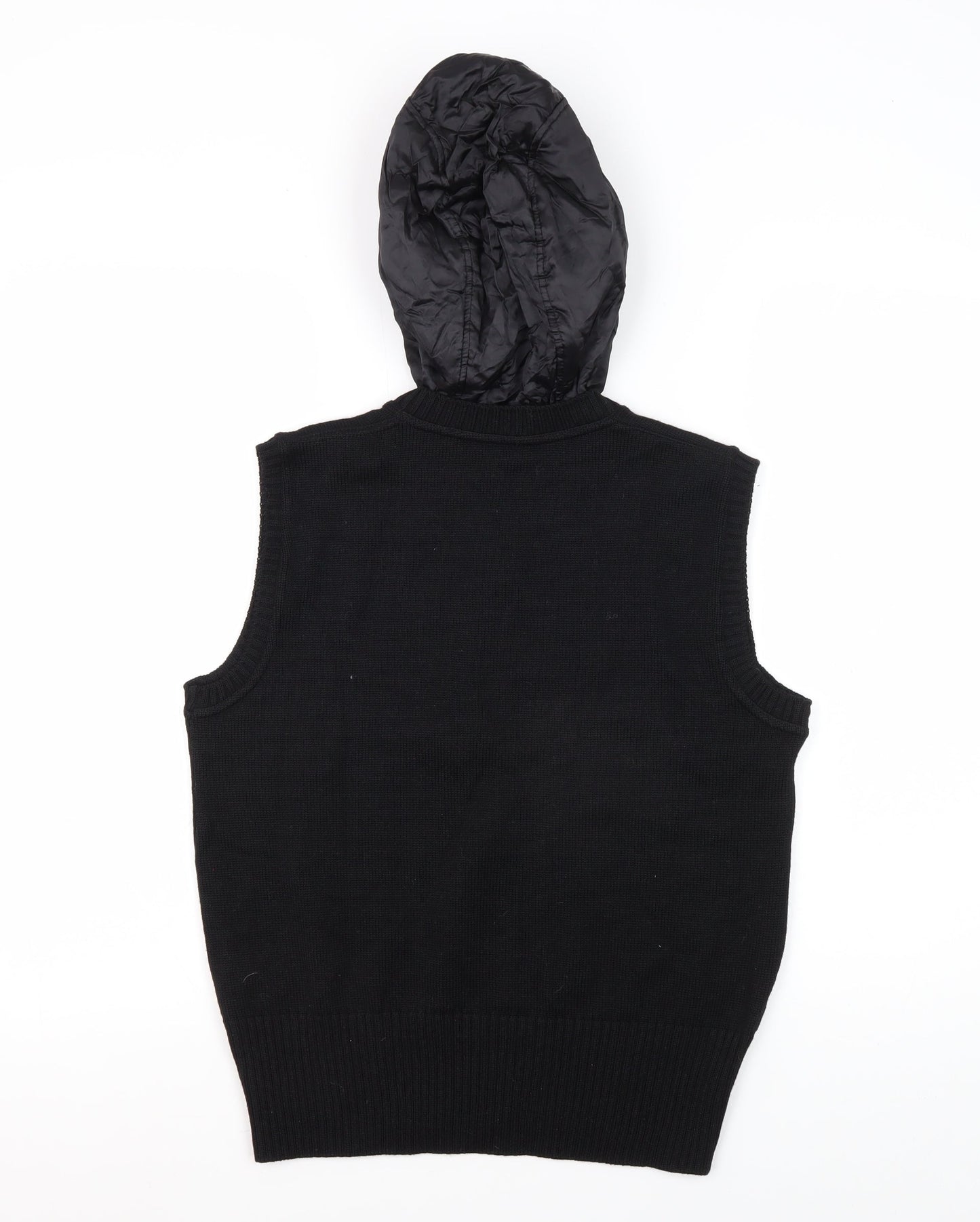 Zucchero Women's Black Hooded Knit Vest, Size 12
