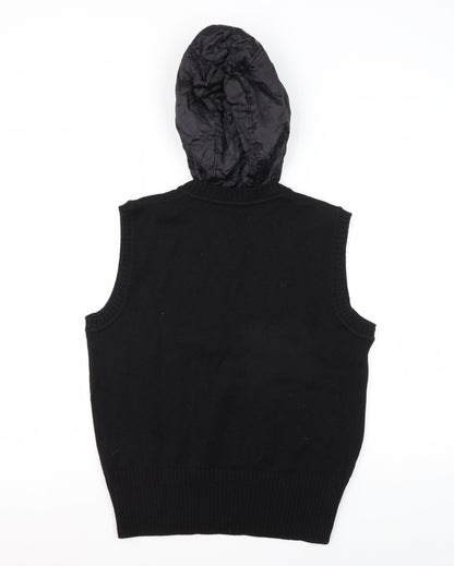 Zucchero Women's Black Hooded Knit Vest, Size 12