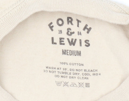 Forth and Lewis Men's Beige Medium Cotton T-Shirt