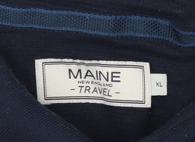 Maine Men's Blue Polo Short Sleeve Size XL
