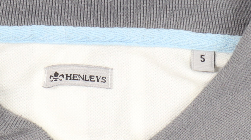 Henleys Men's White Graphic Polo Shirt Size 10