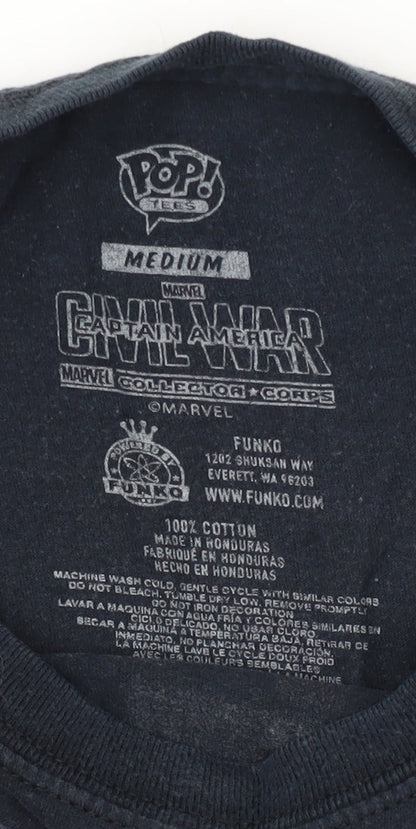 Marvel Captain America Men's Black T-Shirt M