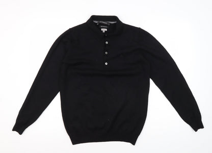 Roy Robson Men's Black Henley Jumper M Slim Fit