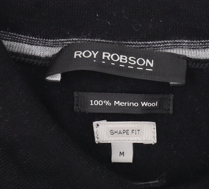 Roy Robson Men's Black Henley Jumper M Slim Fit