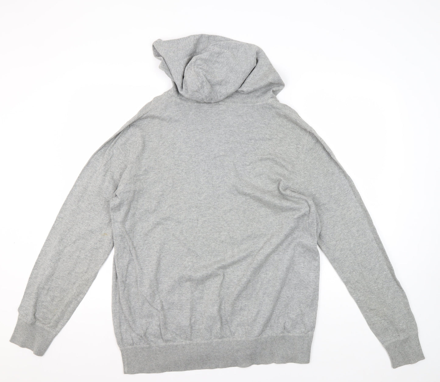 GAP Men’s Grey V-Neck Hooded Pullover Jumper L