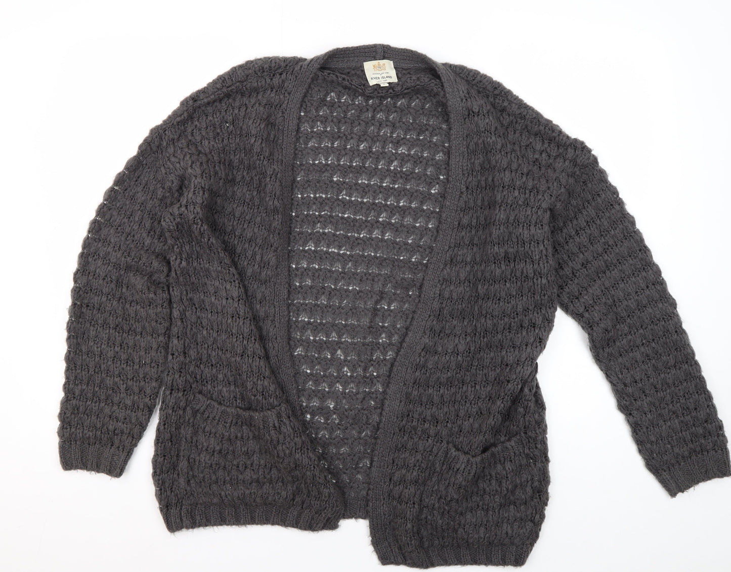 Womens UK Size M River Island Grey Cardigan Jumper