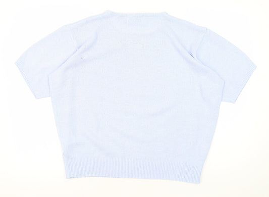 Honor Millburn Women's Blue Floral Knit Pullover L