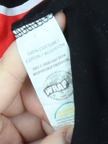 Men's Black Graphic Logo T-Shirt, Medium, Cotton, Classic