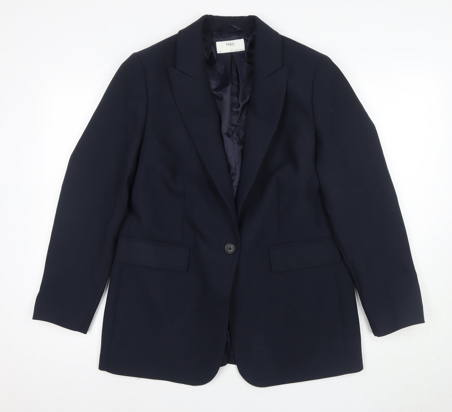 Marks and Spencer Women's Blue Suit Jacket, Size 14