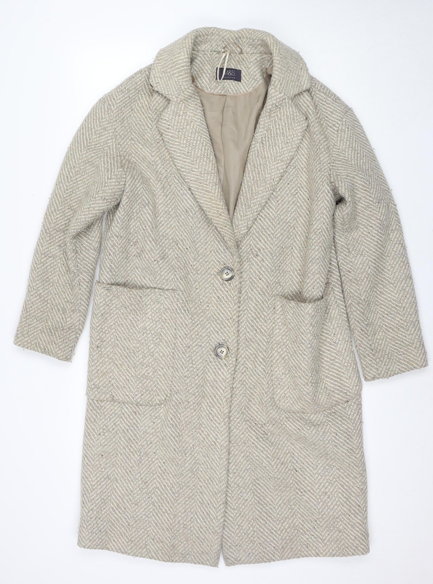 Womens UK Size 12 Marks and Spencer Beige Overcoat