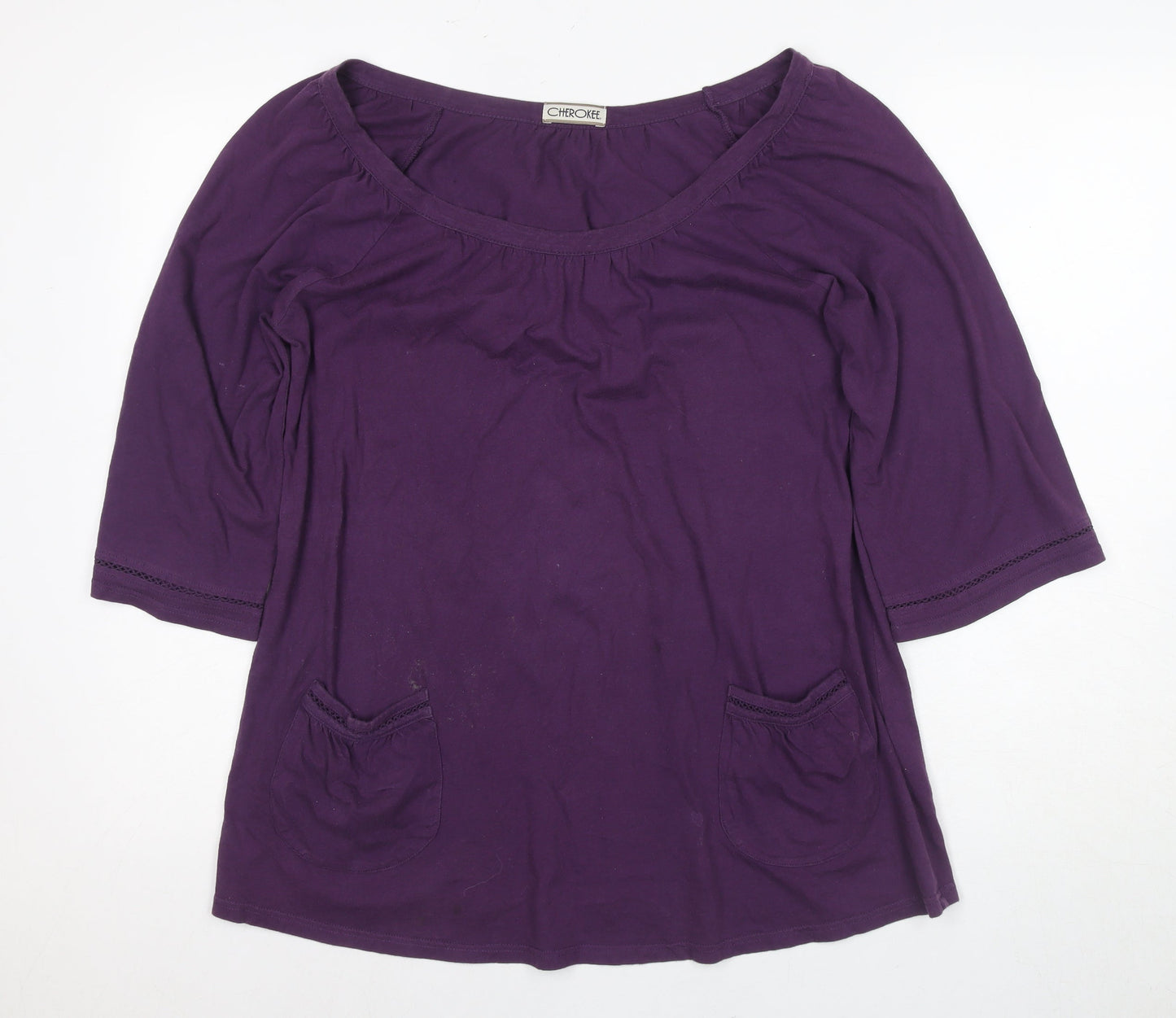 Cherokee Women's Purple Basic 3/4 Sleeve T-Shirt Size 14