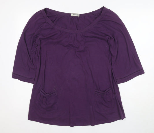 Cherokee Women's Purple Basic 3/4 Sleeve T-Shirt Size 14
