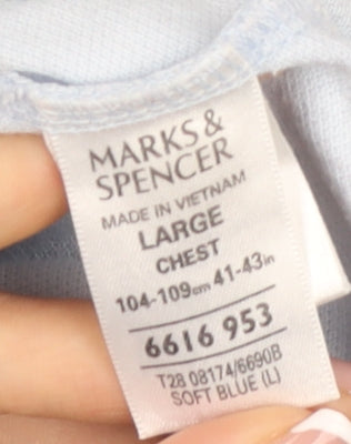 Marks and Spencer Men's Blue Polo Large Short Sleeve