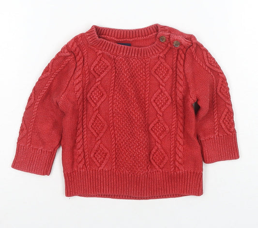 Baby Gap Unisex Red Cable Knit Pullover Jumper 6-9M