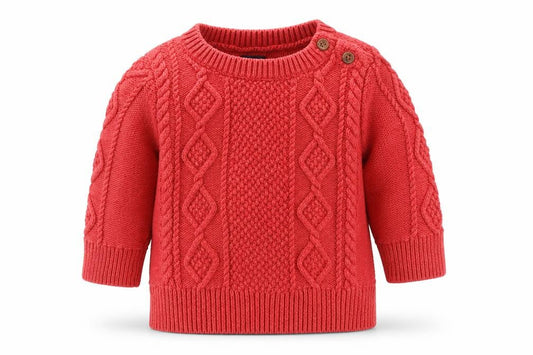 Baby Gap Unisex Red Cable Knit Pullover Jumper 6-9M