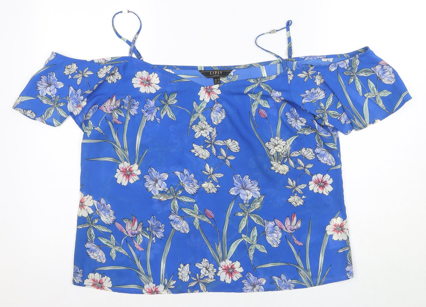 Womens UK Size 16 Lipsy Blue Off the Shoulder Blouse