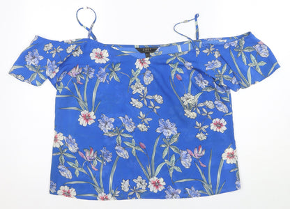Womens UK Size 16 Lipsy Blue Off the Shoulder Blouse
