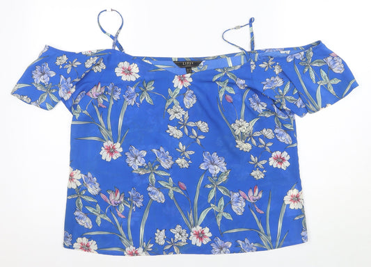 Womens UK Size 16 Lipsy Blue Off the Shoulder Blouse