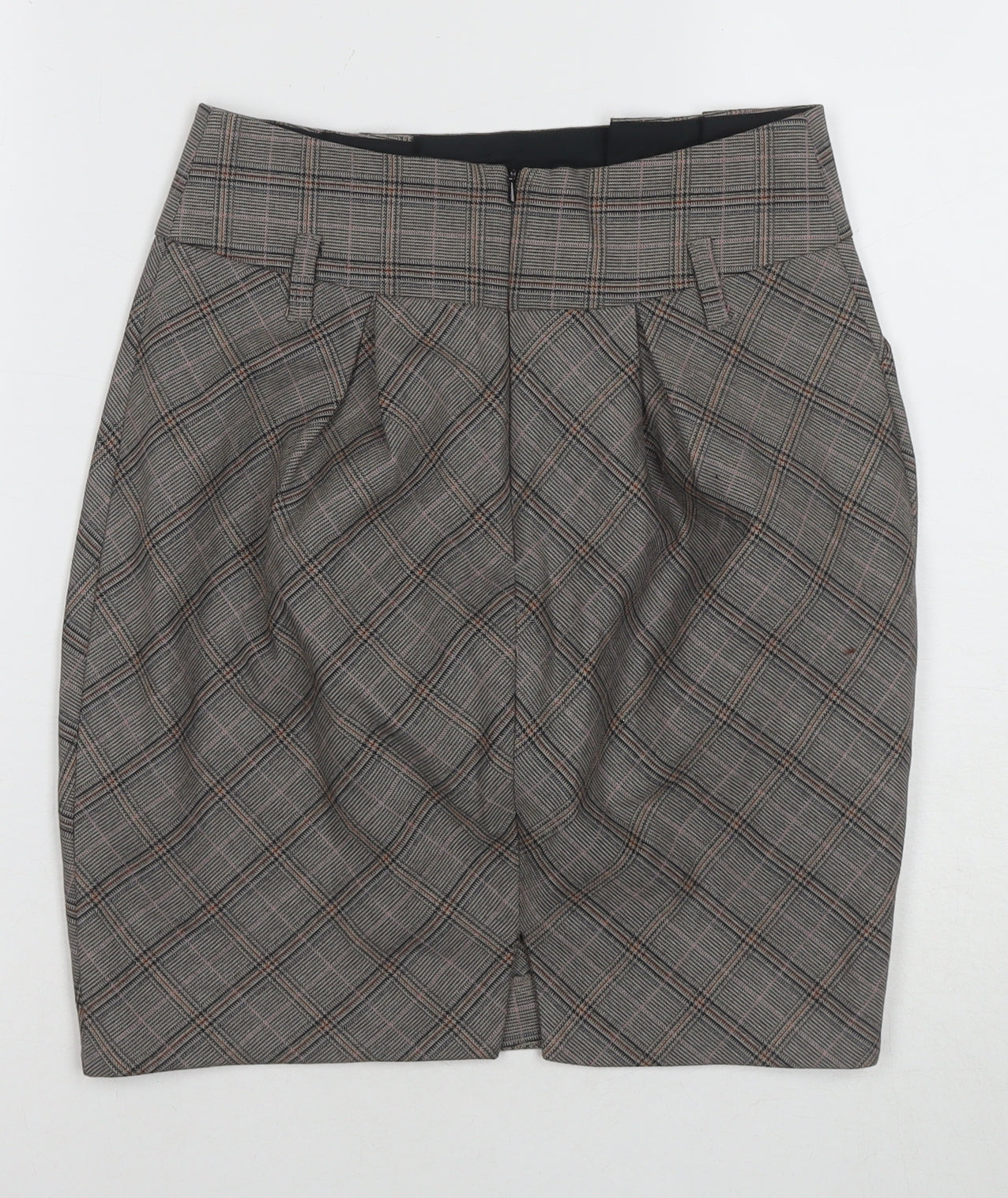 Idex Women's Grey Plaid Pencil Skirt UK 10