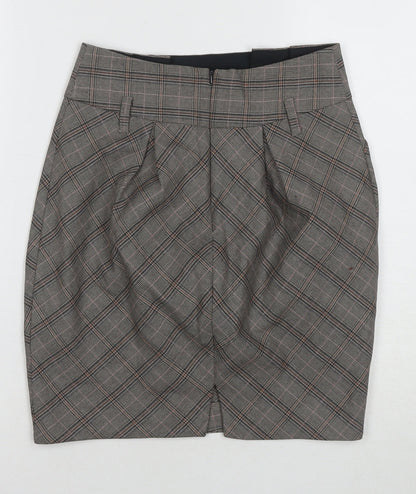 Idex Women's Grey Plaid Pencil Skirt UK 10