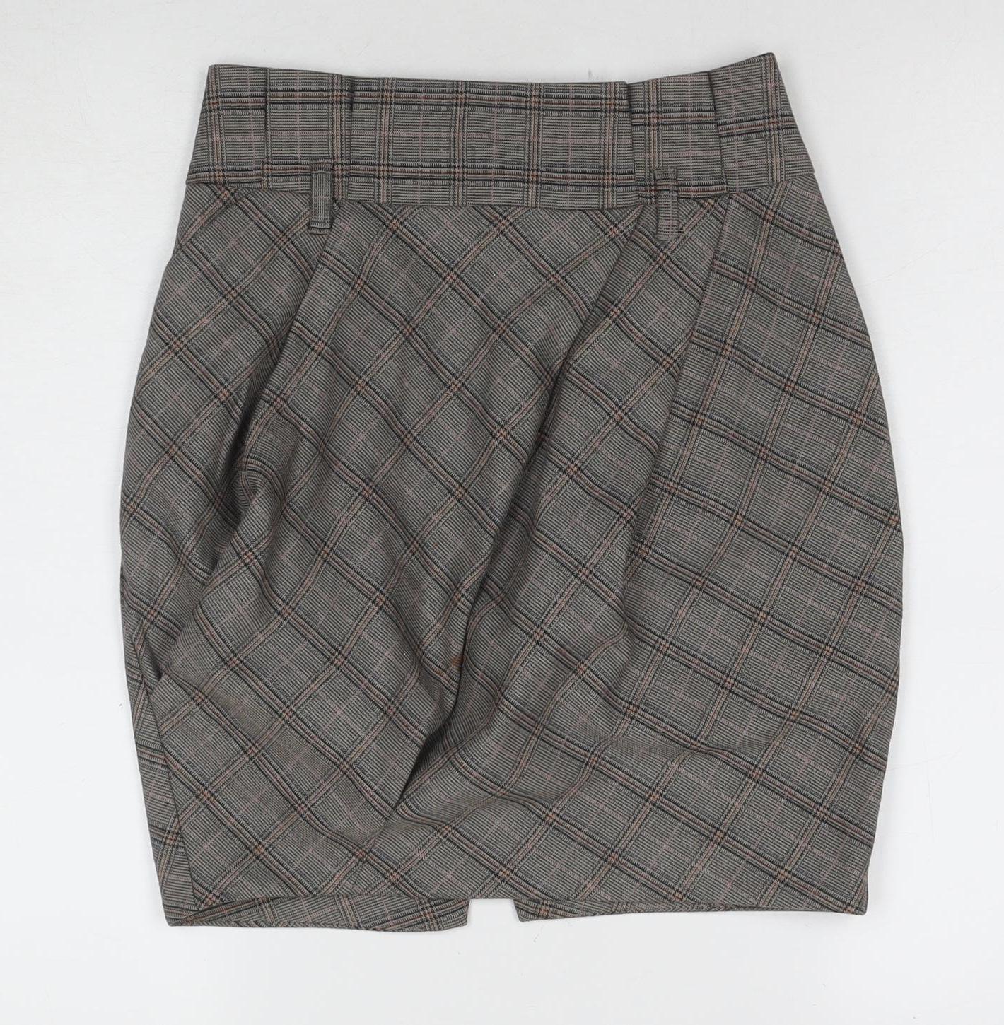 Idex Women's Grey Plaid Pencil Skirt UK 10