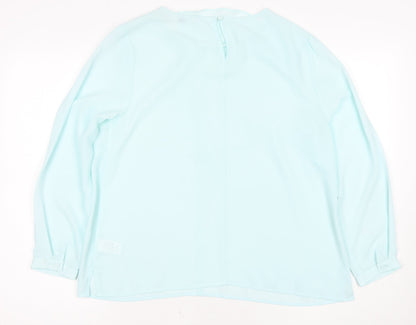 John Lewis Women Blue Ruffle Blouse Size 14