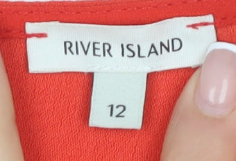 Womens UK Size 12 River Island Red Basic Blouse