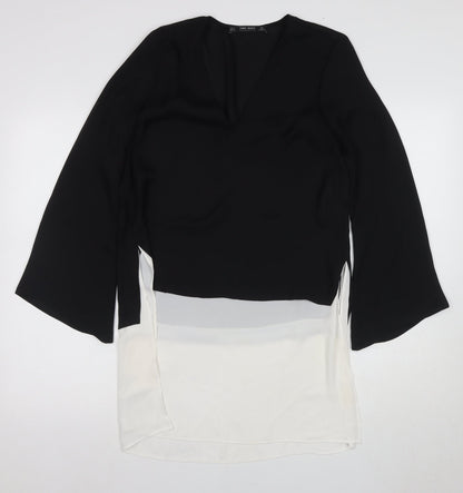 Zara Women's Black V-Neck Blouse, Size S, Elegant Style