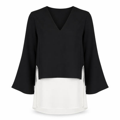 Zara Women's Black V-Neck Blouse, Size S, Elegant Style