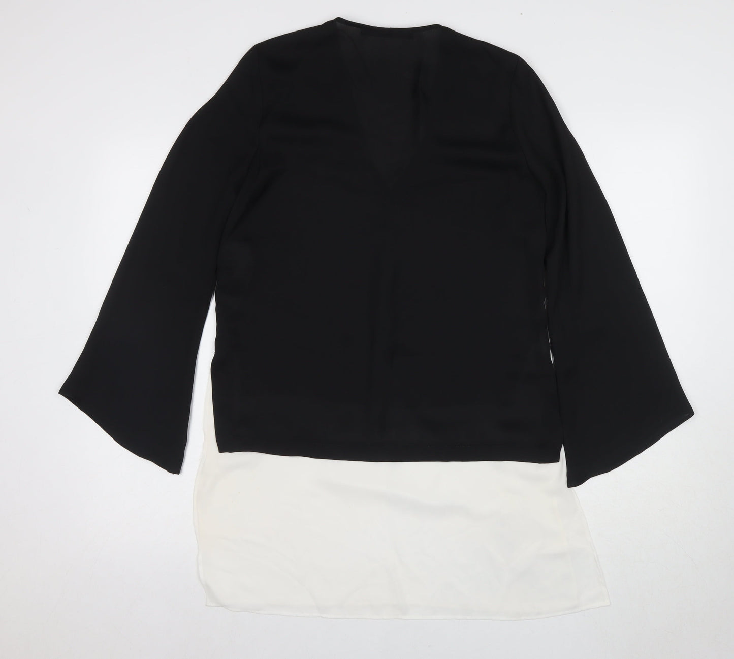 Zara Women's Black V-Neck Blouse, Size S, Elegant Style
