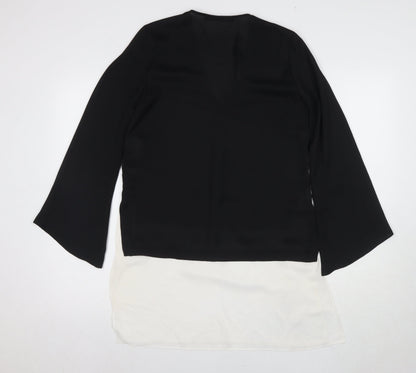 Zara Women's Black V-Neck Blouse, Size S, Elegant Style