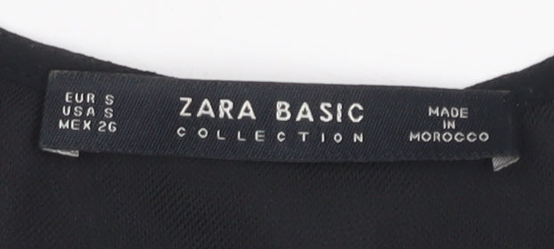 Zara Women's Black V-Neck Blouse, Size S, Elegant Style