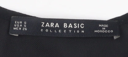 Zara Women's Black V-Neck Blouse, Size S, Elegant Style