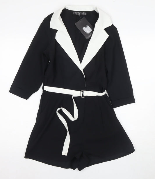 Missguided Stylish Women's Black Polyster Playsuit, Size 8