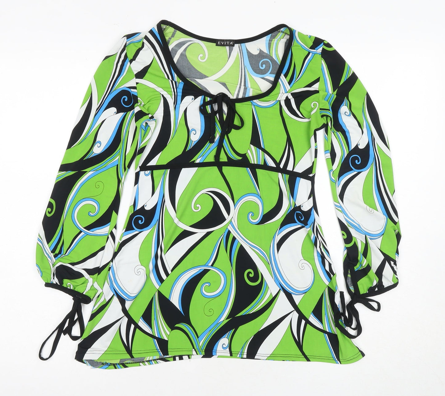 Womens UK Size 10 Evita Green Tunic Blouse