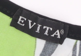 Womens UK Size 10 Evita Green Tunic Blouse