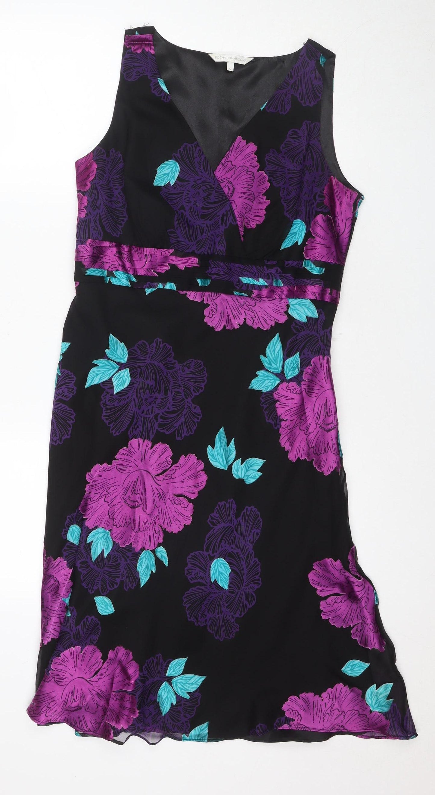 ROCHA JOHN ROCHA Women's Multicoloured Floral Asymmetric Dress