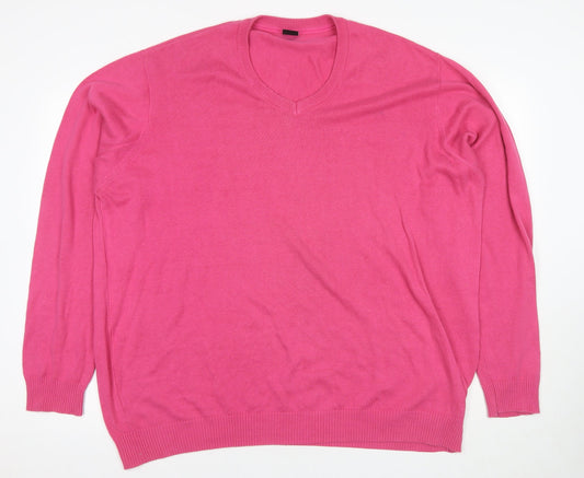 Cotton Traders Women's Pink 2XL V-Neck Pullover Jumper