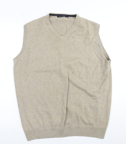 James Pringle Men's Beige Cotton V-Neck Vest M