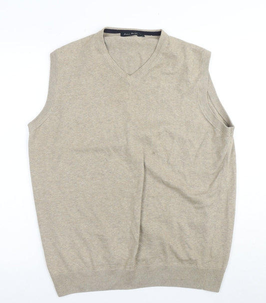 James Pringle Men's Beige Cotton V-Neck Vest M