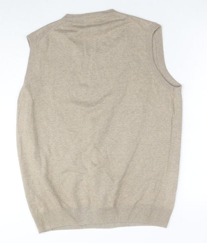 James Pringle Men's Beige Cotton V-Neck Vest M