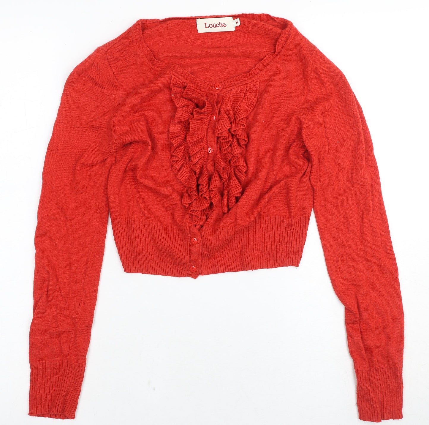 Womens UK Size M Louche Red Cardigan Jumper